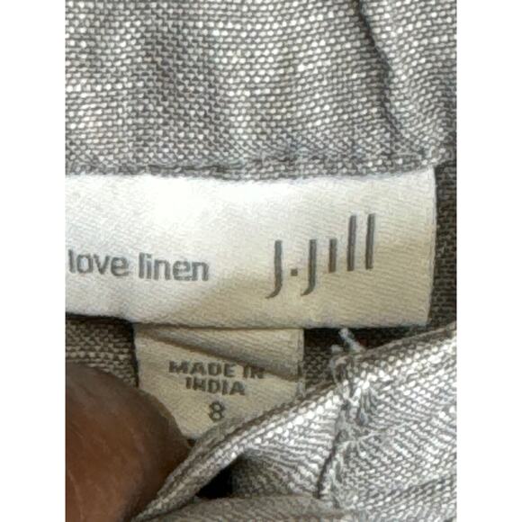 J. Jill Love Linen Flat Front Chino Shorts Pockets Casual Gary Size 8 - Picture 5 of 7